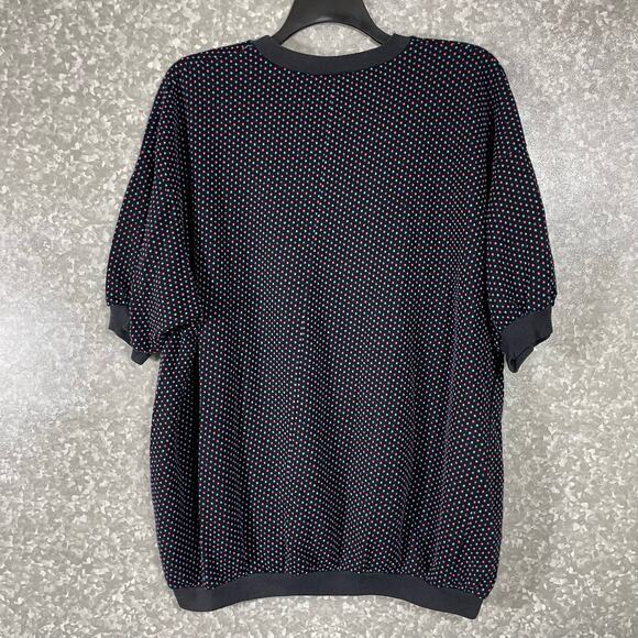 Style Plus Vintage 80's Black Polka Dot Short Sleeve Knit Top Sweater - Size OS - Picture 8 of 8